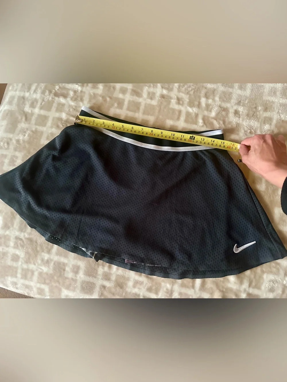 Nike Black Skort with White Stripe Waistband and Swoosh